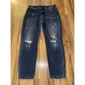 Judy Blue Relaxed Fit Womens Size 15 32 Dark Wash Denim Jeans Distressed